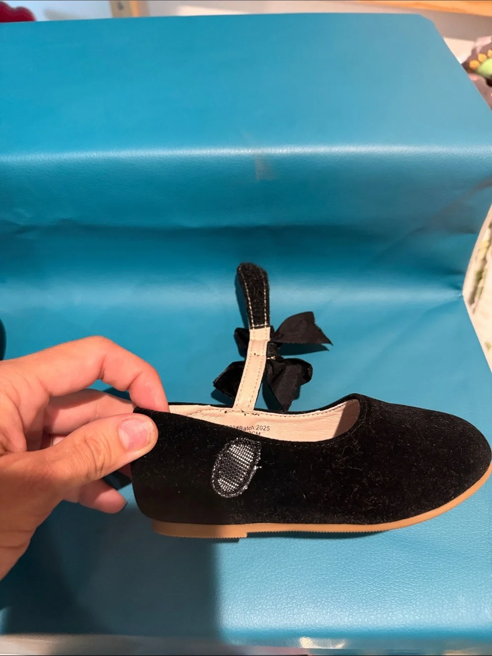 Black Velvet Bow Kids Shoes